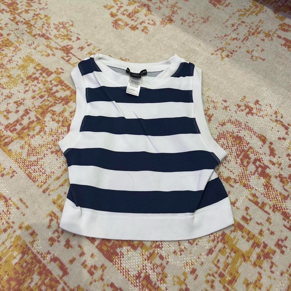 Navy and White Striped Tank Top